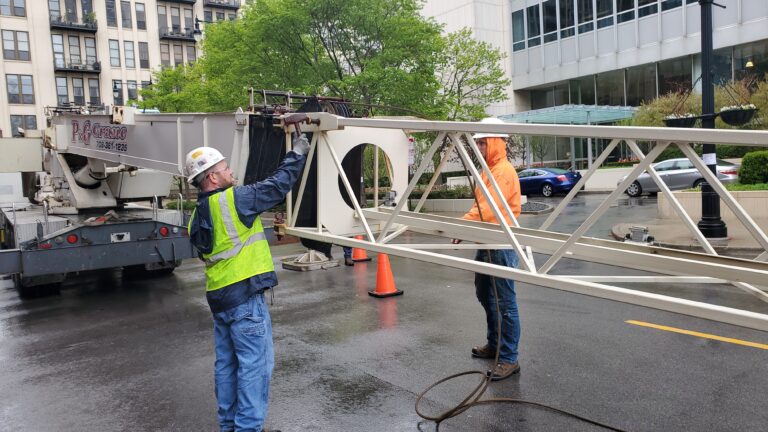 TSC helps prep the crane.