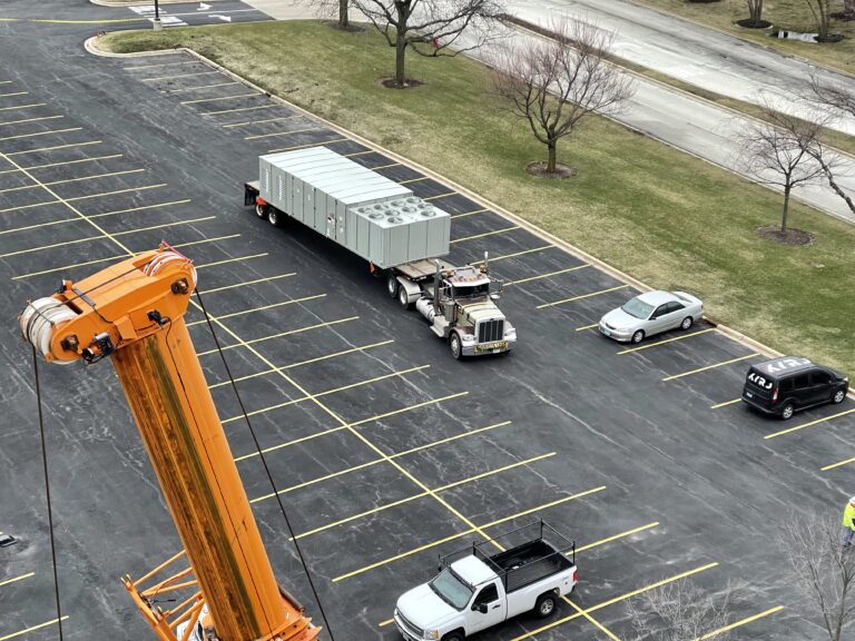 The new Trane RTU on standby.