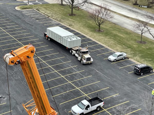 The new Trane RTU on standby.
