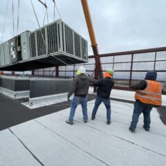 Guiding the old unit up and out! Guiding the old unit up and out!